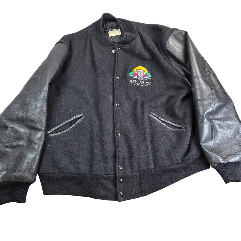 Vintage 1996 Butwin Cruisin' To The Lakes Varsity Leather Wool Jacket XL
